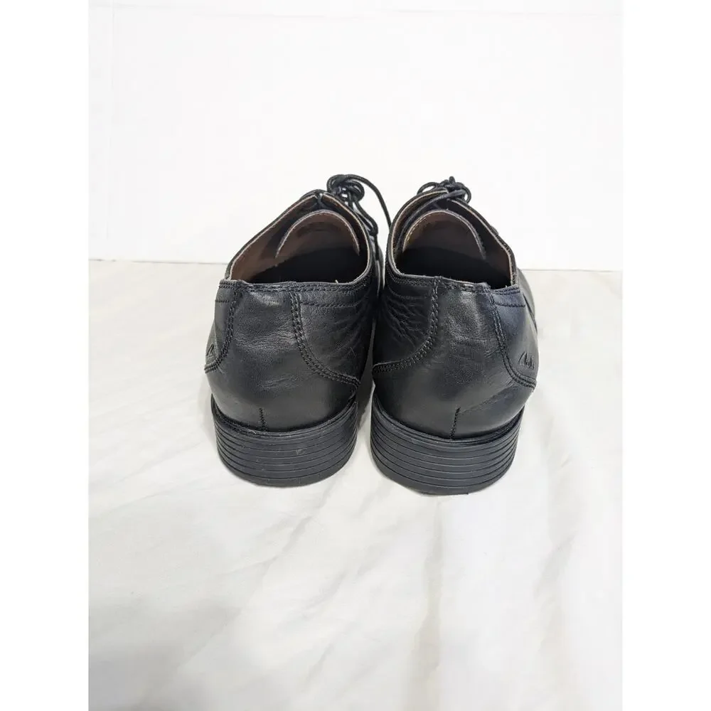Clarks Dress Shoes Men's 10.5 Black Leather Tilden Oxford Walk Lace‎ Up 15770